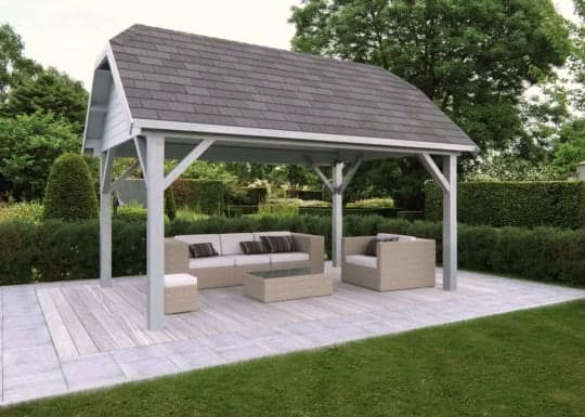 gaardenhaischen-gartenhaus-abri de jardin-chalet-pavillon-gartenlaube-carport-garten-jardin-holzkonstruktion-construction en bois-romantic-walmdach-toit à croupe