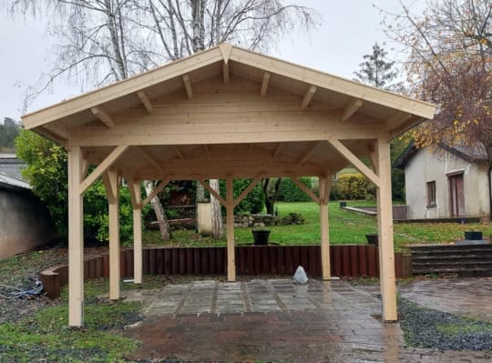 classic-grandcasa-carport-holzkonstruktion-construction en bois-satteldach-toit à 2 pans