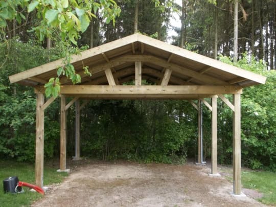 classic-grandcasa-carport-holzkonstruktion-construction en bois-satteldach-toit à 2 pans