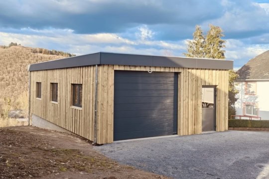 cosmos-grandcasa-garage-holzkonstruktion-construction en bois-flachdach-toit plat